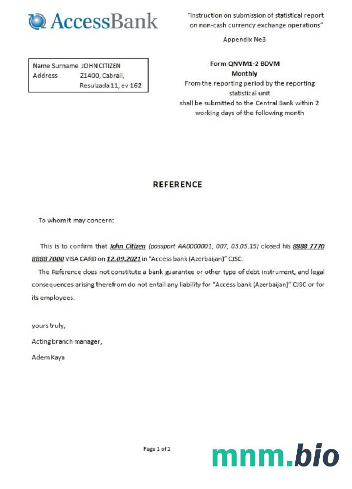 Przykład odniesienia do zamknięcia dostępu w Azerbejdżanie w formatach Word i PDF
